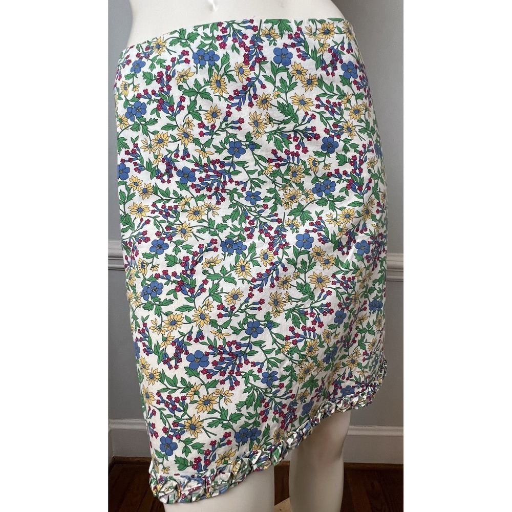 Ralph Lauren Womens Sz 6 Vintage Cotton Floral Mini Skirt Ruffle Hem Stretch